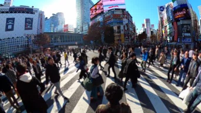 走在涩谷十字路口街景街头视频素材景点风光