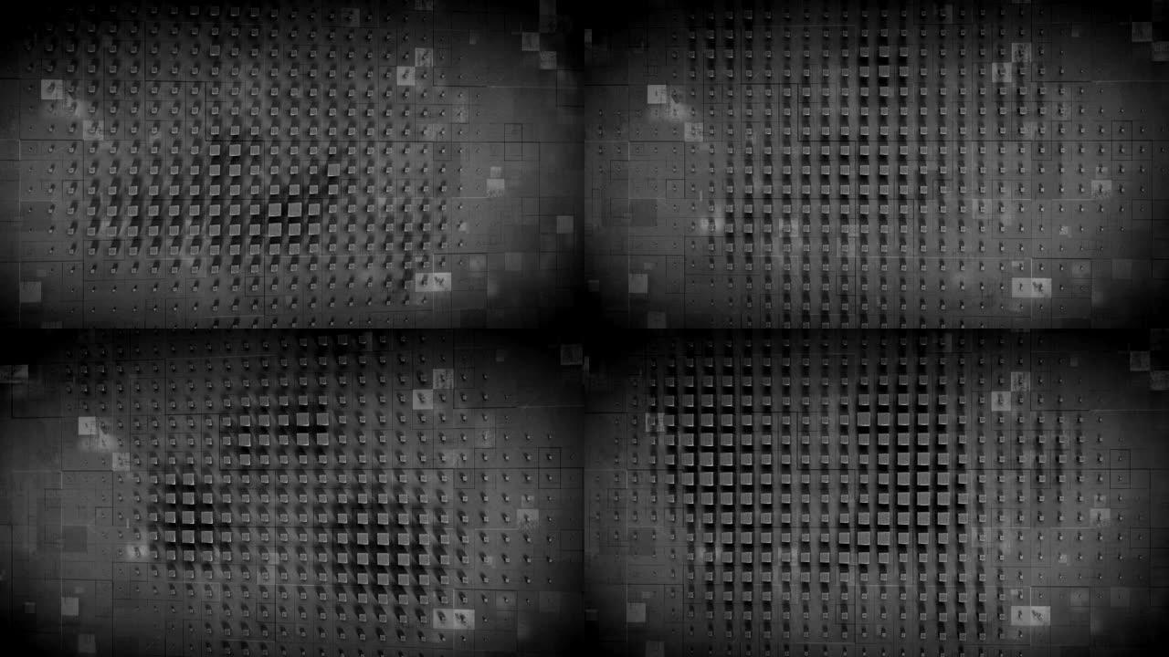 墙上的深灰色块无缝循环3D渲染动画