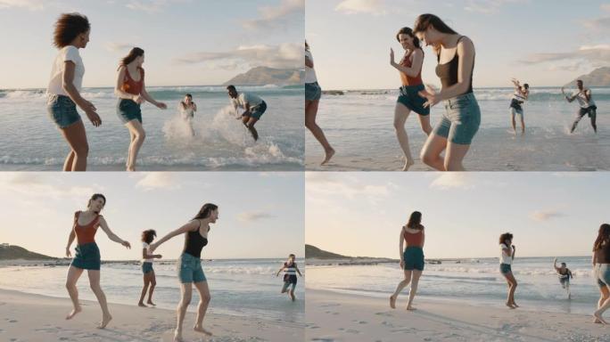 一群朋友在海滩上享受夏天