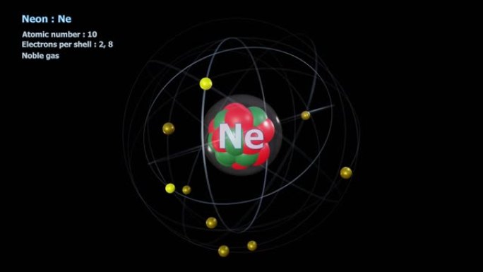 无限轨道旋转中有10个电子的氖原子