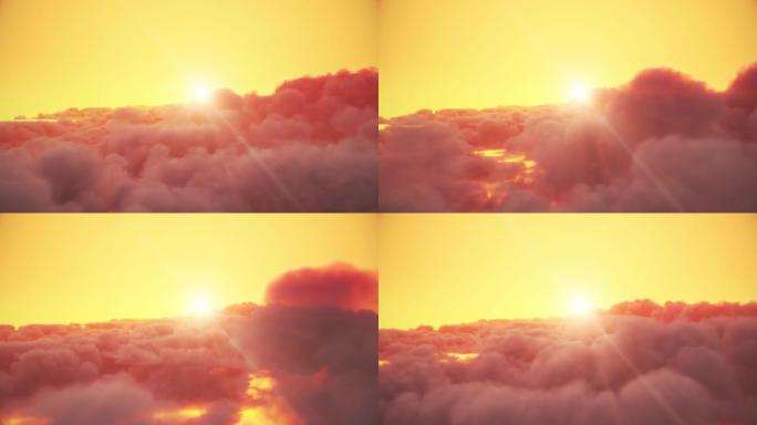 飞越天堂美丽的阳光明媚的云景