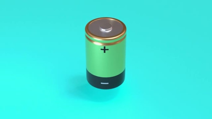 金色黑色电池抽象3d渲染运动绿色背景