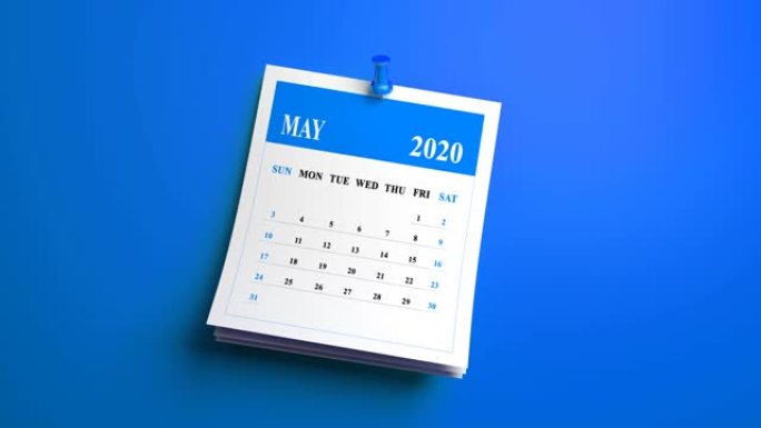 循环5月日历2020年的页面在蓝色背景