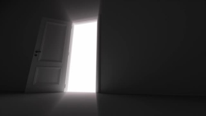 敞开的门在黑暗的房间里闪耀