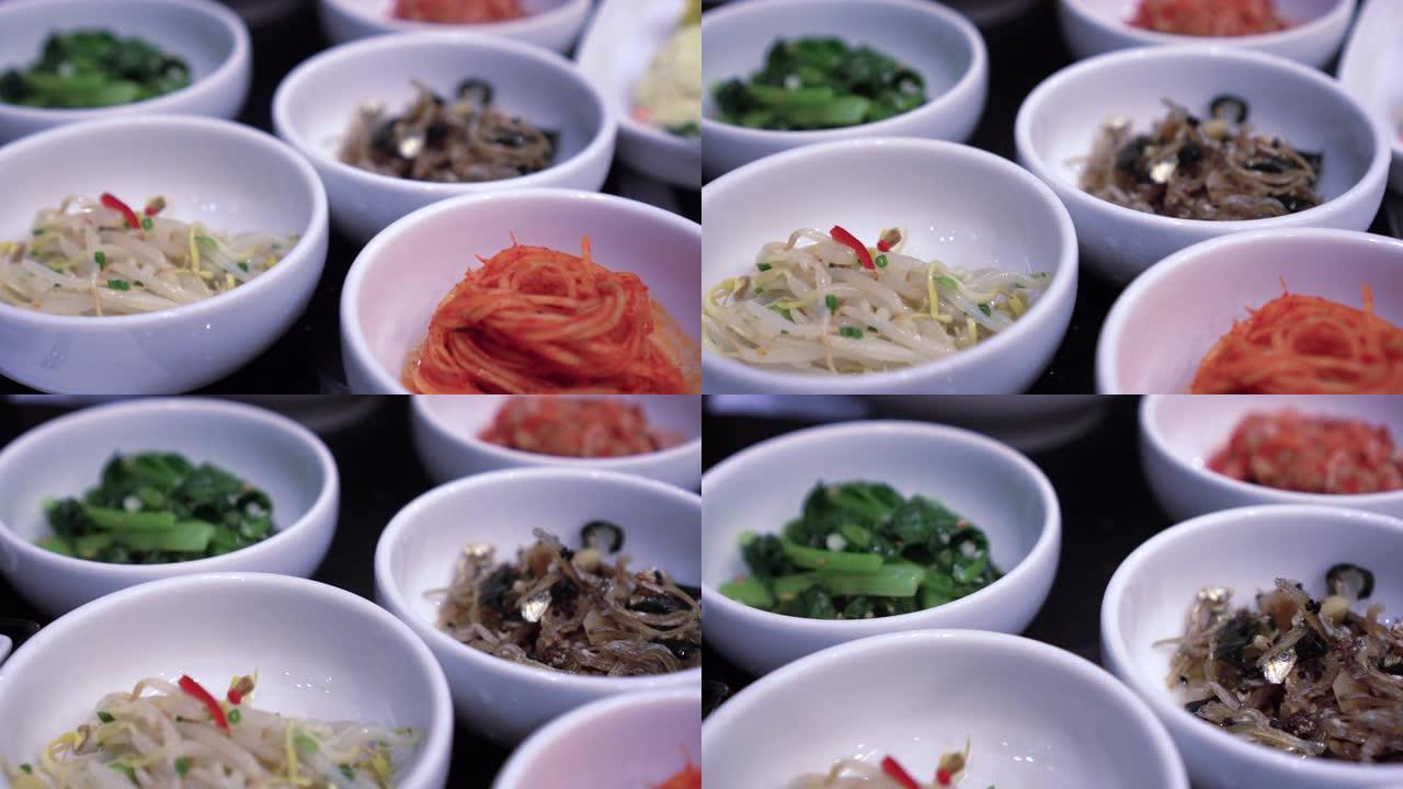 各种韩国小配菜全桌烧烤餐