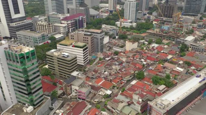 雅加达市市中心私人住宅街区日间空中俯拍全景4k印度尼西亚