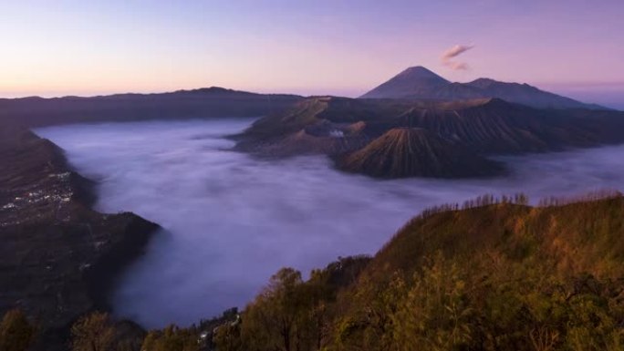 印度尼西亚东爪哇省布罗莫腾格尔塞梅鲁国家公园的4k时间流逝