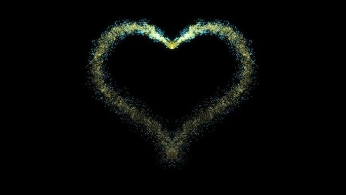 心脏是由黑色背景上的照明粒子形成的