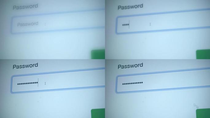 在Internet中输入网站的密码。带有闪烁光标的加密屏幕。