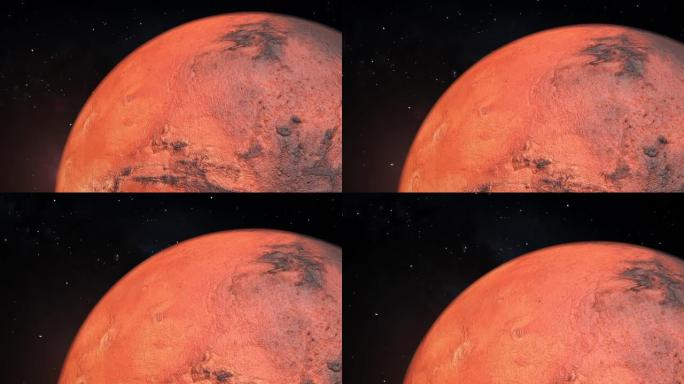 火星在太空中旋转4k。3d动画