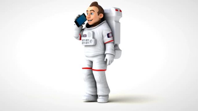 有趣的3D卡通宇航员行走