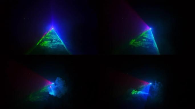 抽象的形状创造不同颜色的光。一个惊人的三角形。