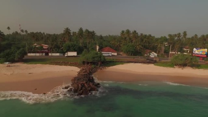 Ahangama海滩斯里兰卡无人机鸟瞰图