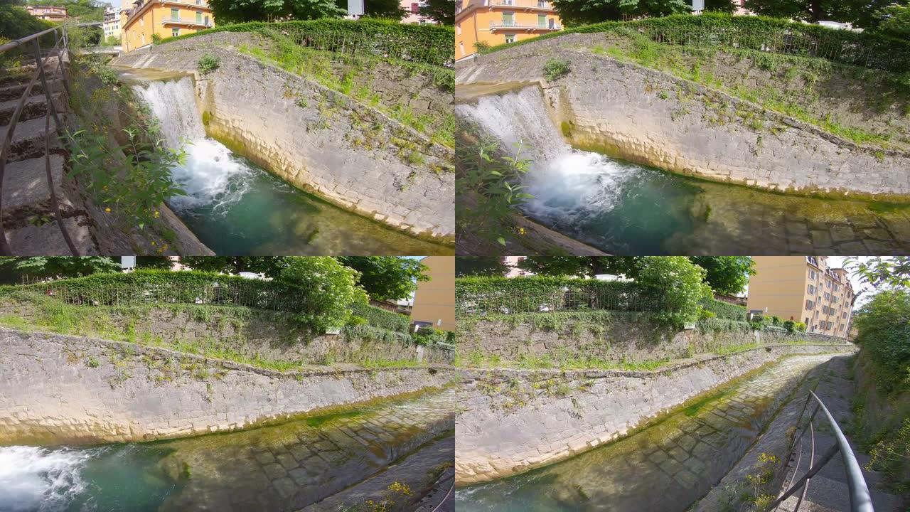 2020年5月22日瑞士蒙特勒的瀑布。