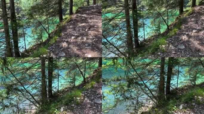 奥地利绿色湖石子路土路自然风景植被