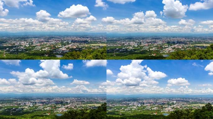 泰国清迈城市景观的地标高视点时间推移 (缩小)