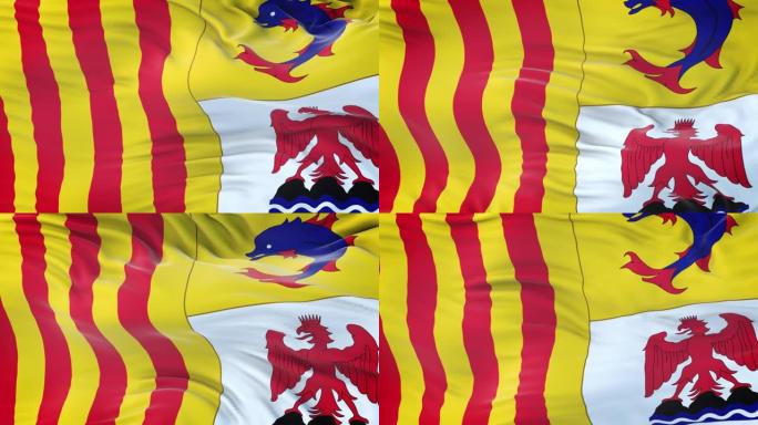 普罗旺斯-阿尔卑斯- cote dAzur(法国地区)的旗帜在风中飘扬，有着非常精细的织物纹理。无缝