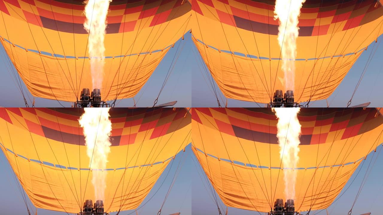 热气球准备在土耳其卡帕多西亚的戈雷姆用丙烷气体加热飞行。