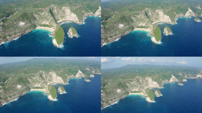 印度尼西亚巴厘岛努沙佩尼达科林金海滩海洋和岩石的鸟瞰图