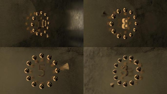 3D 10秒倒计时与黄金金属4K