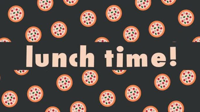 午餐时间，意大利美食，披萨递送动画视频，循环和无缝4k电影介绍或背景为欧洲美食外卖服务概念。送餐概念