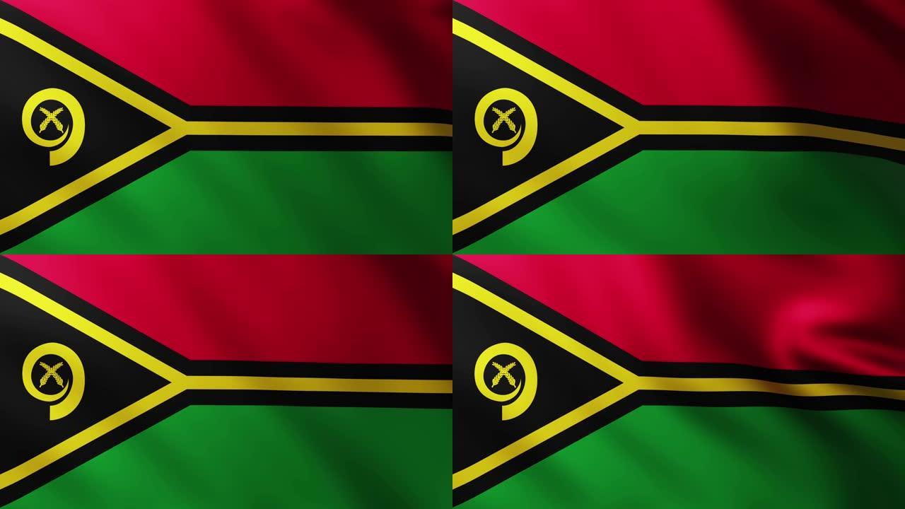 瓦努阿图群岛的大旗帜全屏背景在风中飘扬