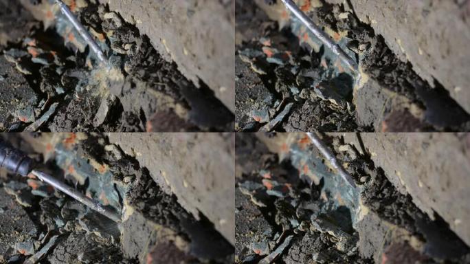 打孔器击败砖头。施工拆除