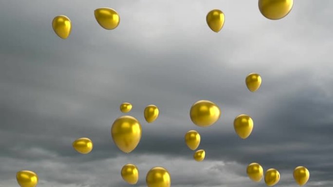 天空中一组多气球的动画