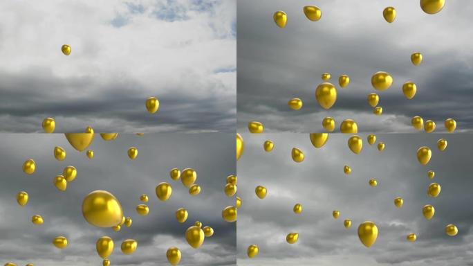 天空中一组多气球的动画