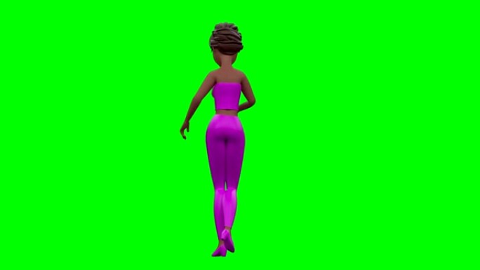 绿色盒子上粉红色的3D转女人的循环视图