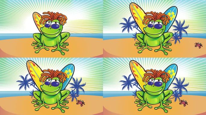 牙买加青蛙和冲浪板的夏天