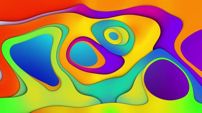 液体的颜色渐变混乱地改变了它的形状。具有阴影体积效果的3d动画。波浪状变形。极简动画设计的现代理念