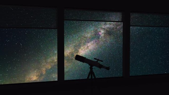 望远镜对抗夜星的天空