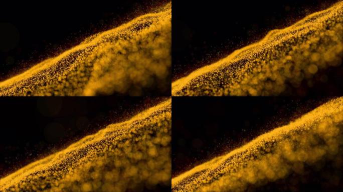 金色颗粒抽象背景与金色闪亮的星星尘埃波克闪光奖尘埃。未来主义闪闪发光的飞行运动在黑色背景下的空间中闪