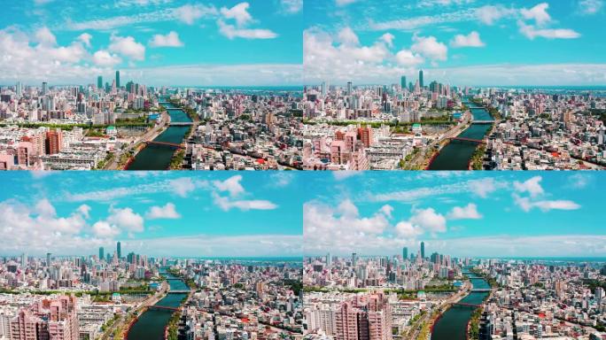 爱河和高雄市的鸟瞰图。台湾