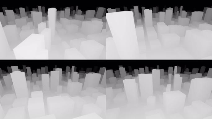 3D城市地图黑白苍蝇飞过