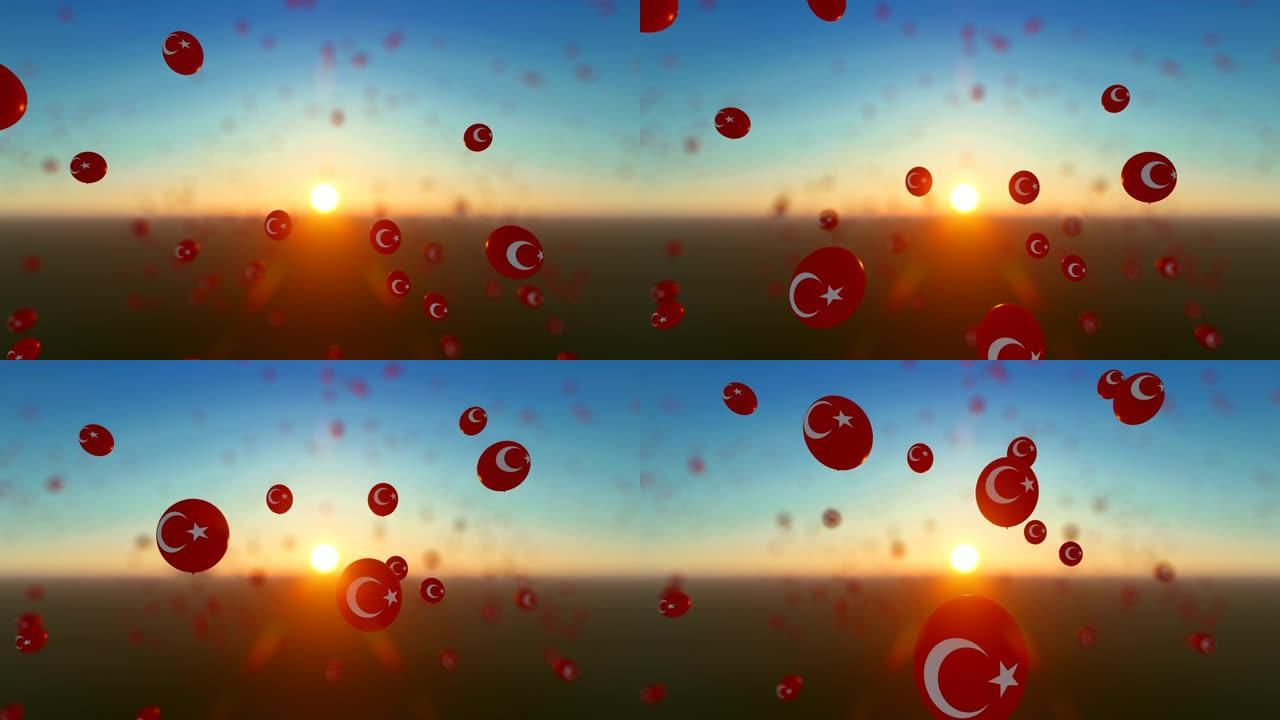 用土耳其国旗飞起气球