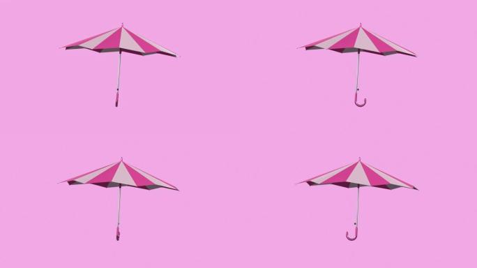粉色雨伞浮动抽象运动3d渲染