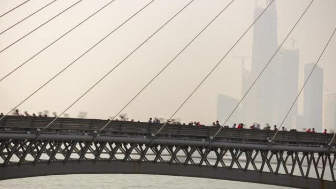 青岛奇城晴天著名市中心海湾大桥延时全景4k中国