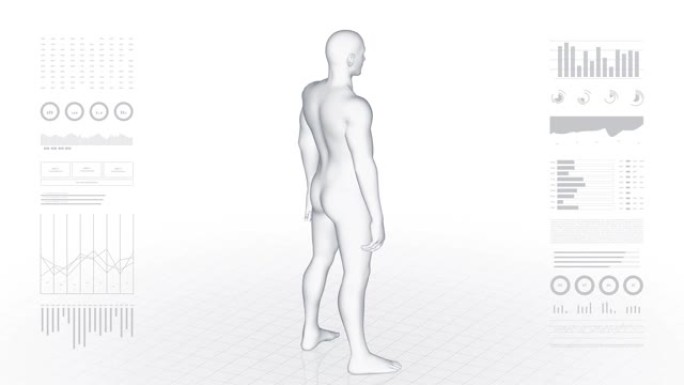 背部病变的人。男孩的3d身体。男性人体结构的旋转动画和特写。4k镜头。