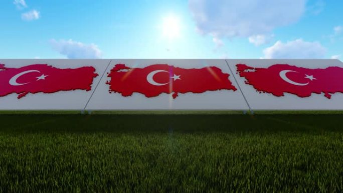 地图3D背景上的土耳其国旗