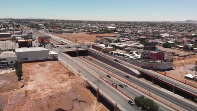 奇瓦瓦州市中心高速公路的无人机镜头Juárez墨西哥