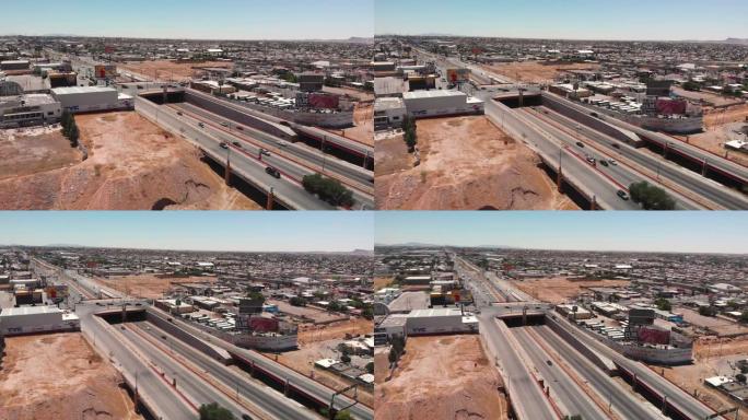 奇瓦瓦州市中心高速公路的无人机镜头Juárez墨西哥