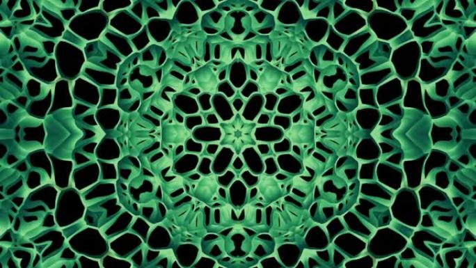 阿拉伯几何图案绿色曼荼罗。