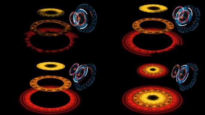 向导维度魔法周期淡入3D三色级移动并始终旋转和数字雷达扫描分析