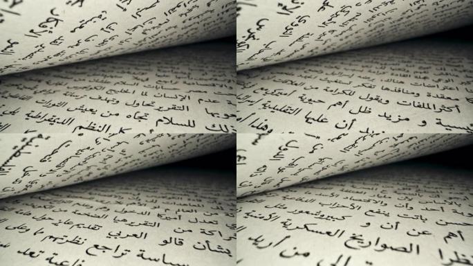 打开的书页上的阿拉伯文字