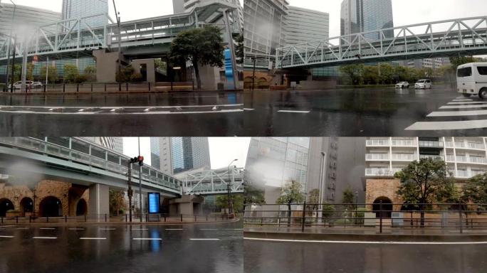 汽车/城市/暴雨/驾驶工作室工艺板侧视图