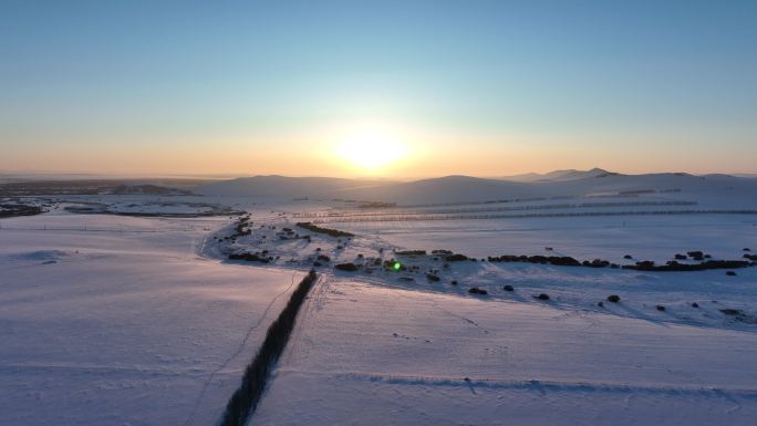 呼伦贝尔雪域雪原田野雪景风光