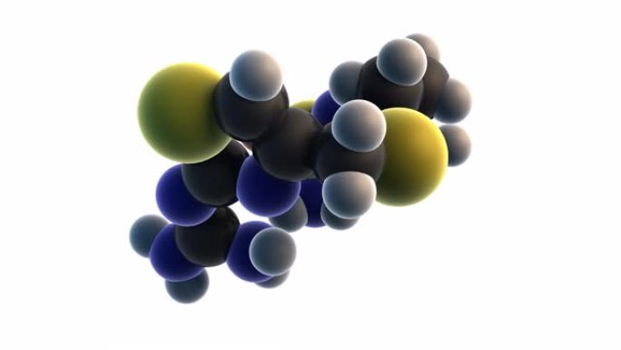 法莫替丁 (pepcid) 分子的3D渲染，消化性溃疡疾病的药物和潜在新型冠状病毒 (COVID19