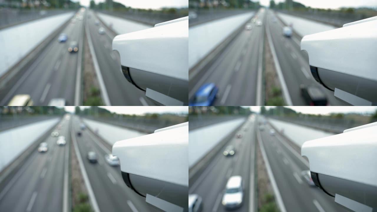 特写镜头中的交通监控摄像头。